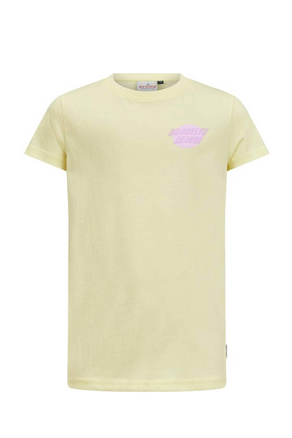 Retour Jeans T-shirt Piper met backprint lichtgeel