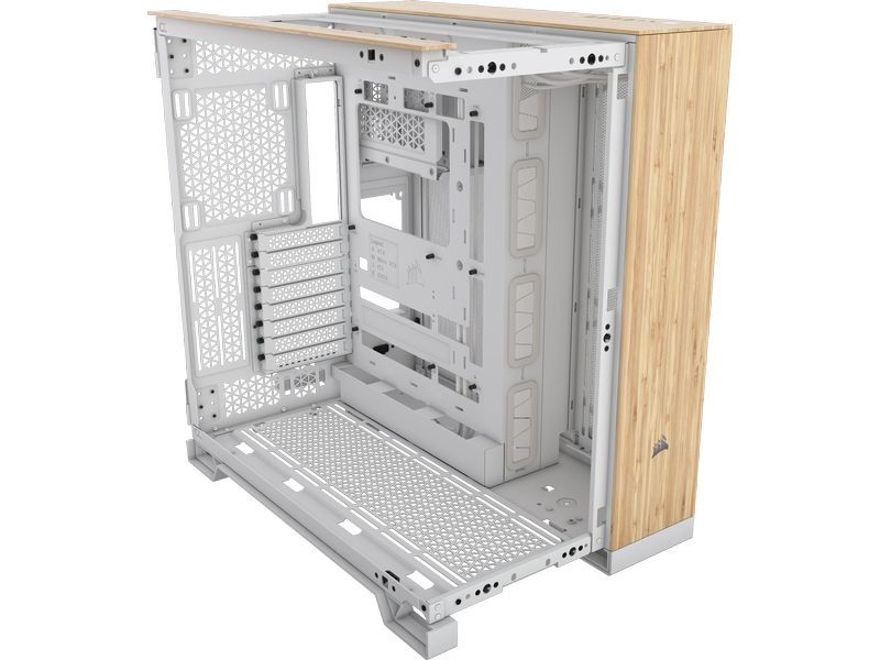 Corsair PC-Gehäuse 6500X Weiss/Bambus Mid-Tower PC-Case mit Zwei-Kammer-Design und herausragendem Luftstrom