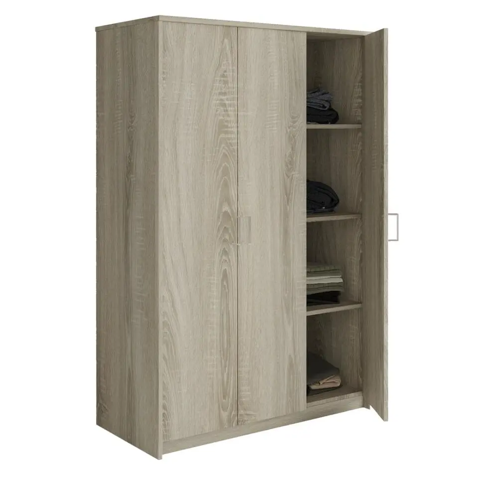 Interiax Kledingkast 'Amelie' - Sonoma Eik - 3 Deurs - 180x120x54 cm