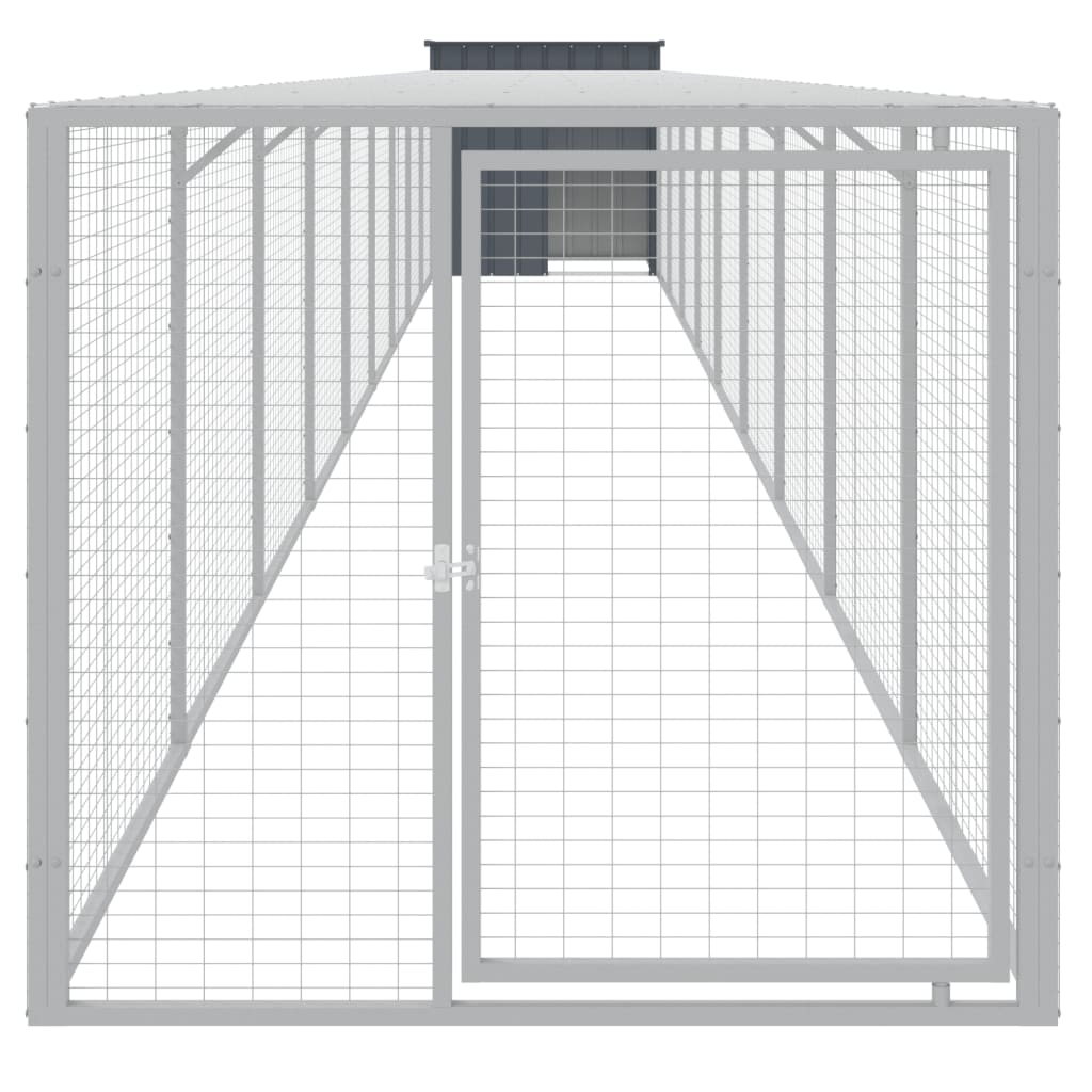 Galinheiro vidaXL com área externa, aço galvanizado, cinza, 110x1017x110 cm