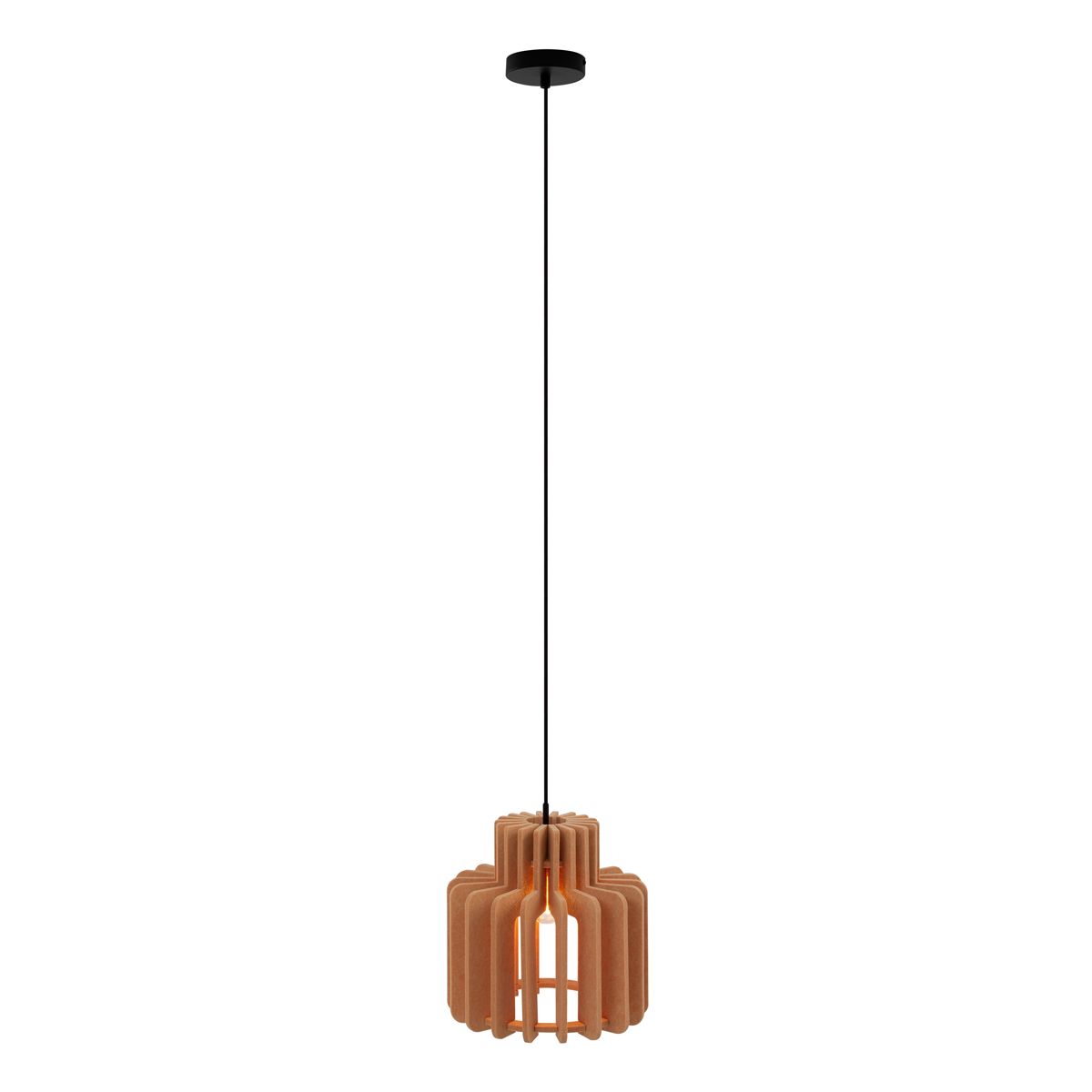 Retro hanglamp zwart met oranje kap - Felt