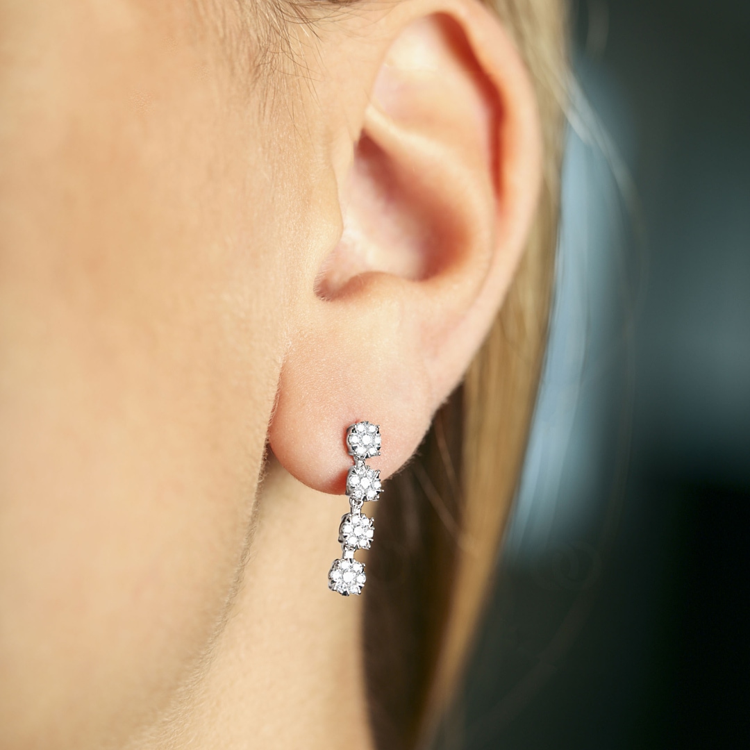 0.50 Karat Diamantohrhänger 750/18 K Weissgold 18.5mm