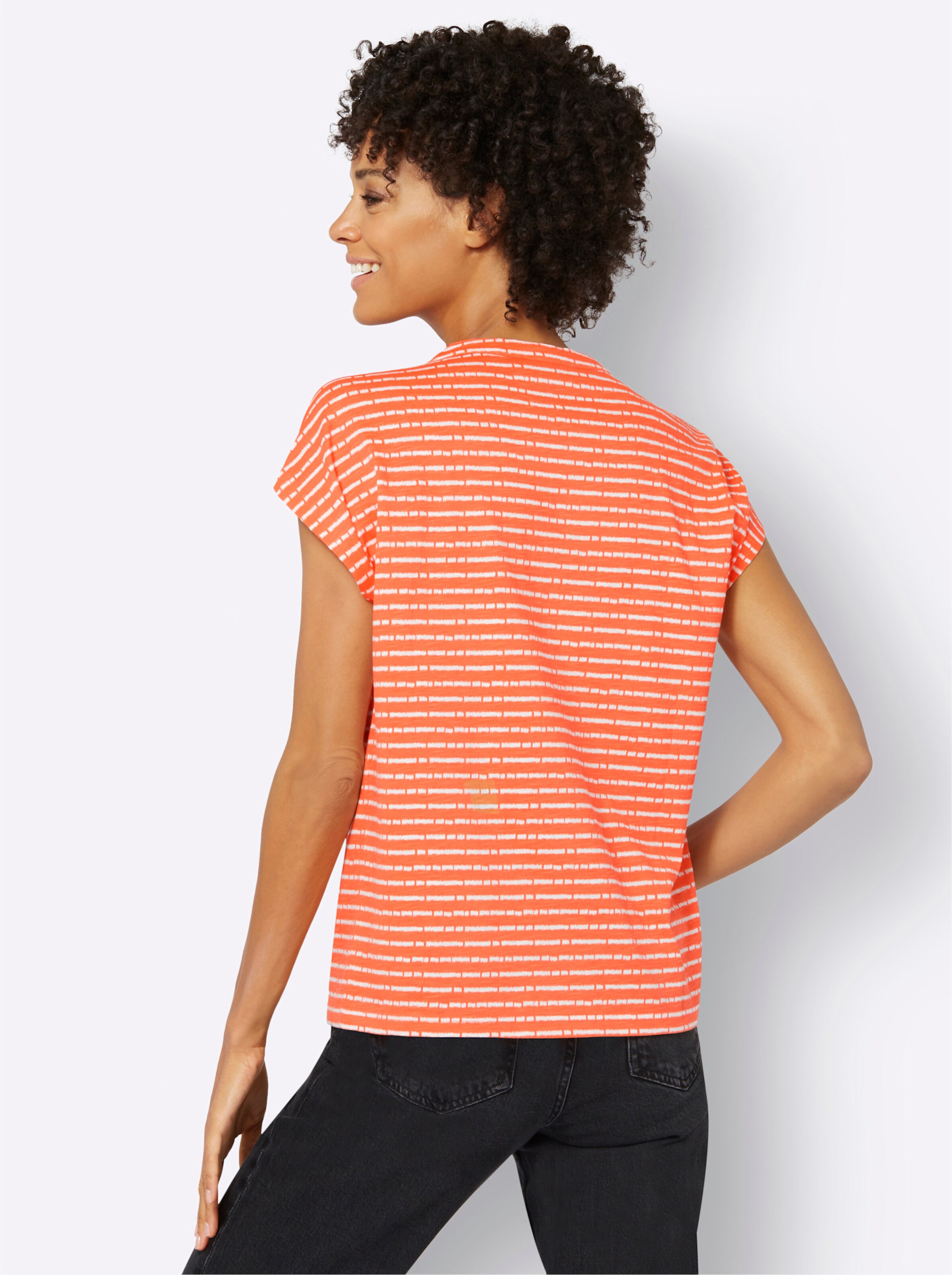 Shirt in orange-ecru-geringelt