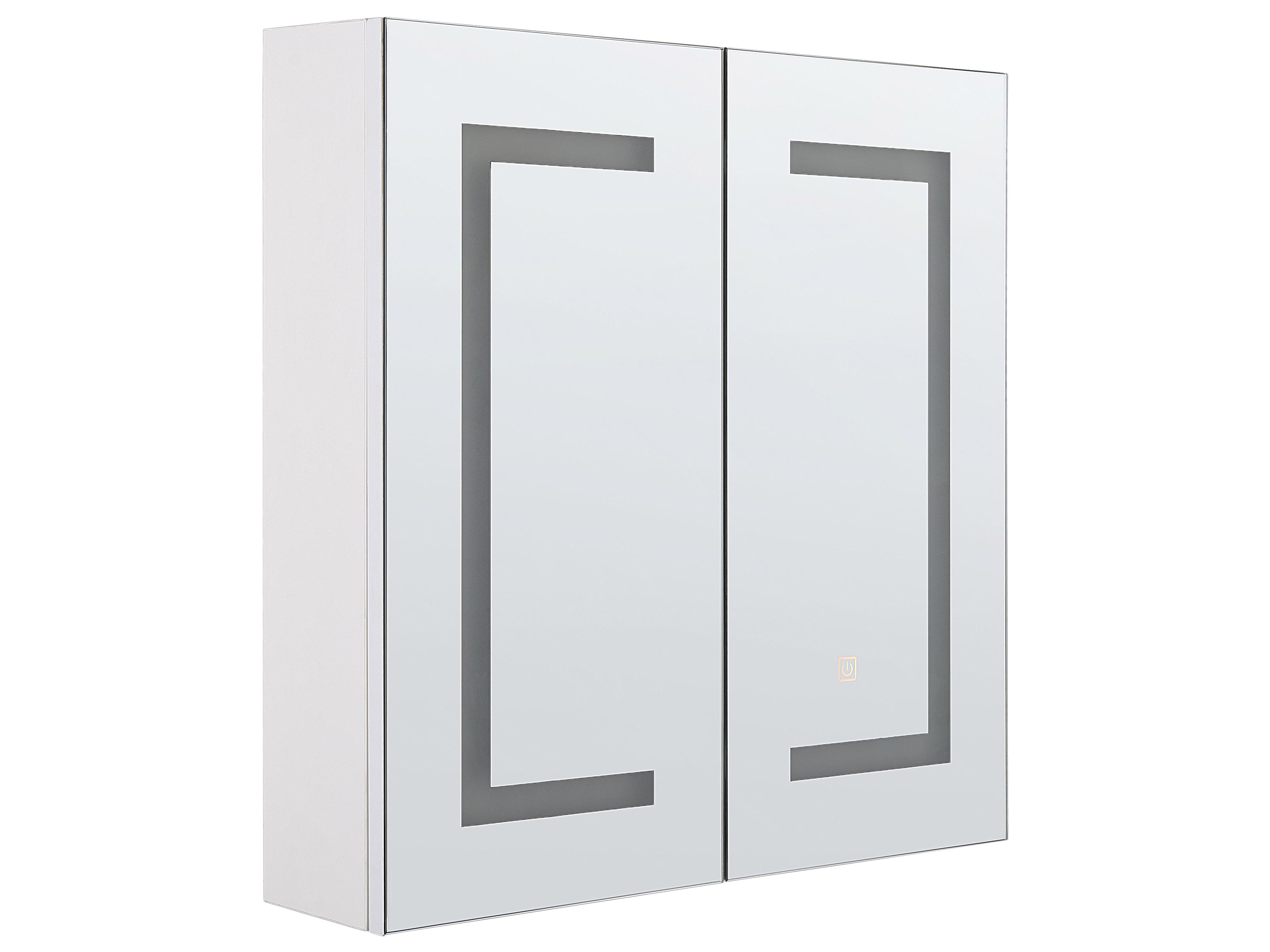 Badkamer wandkast met spiegel LED MAZARREDO 60 cm 60 cm Wit