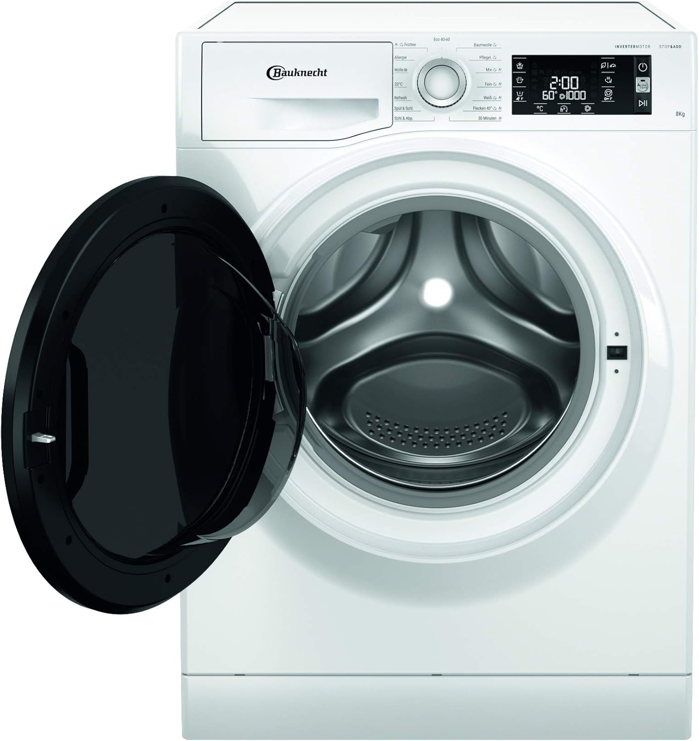 Bauknecht WM Elite 8AA Waschmaschine Frontlader/ 8kg/ Active Care Color+/ kraftvolle Fleckentfernung/Dampf Programme/Steam Hygiene Option/Steam Refresh/Stop&Add Funktion/Dynamic Inverter-Motor/Weiß