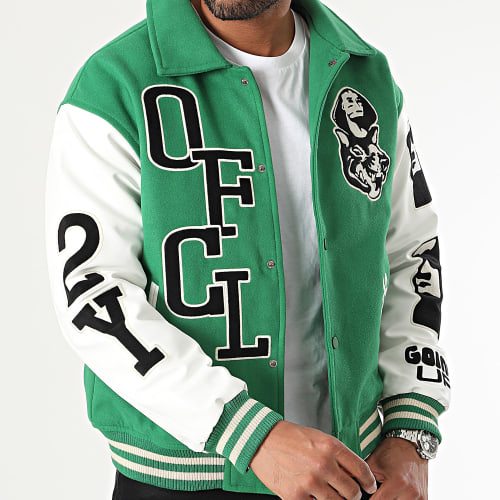 Veste Teddy Vert Blanc