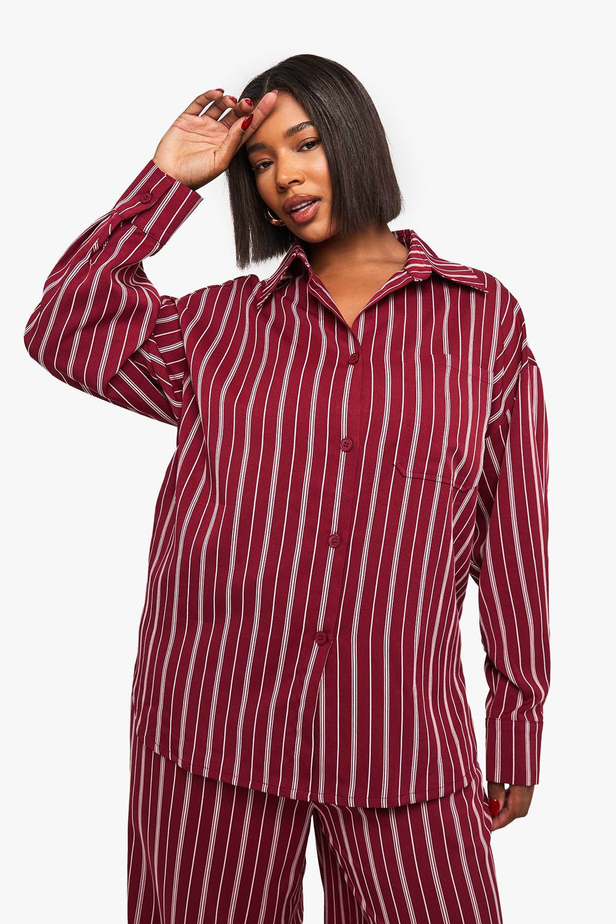boohoo Chemise à rayures oversize Plus