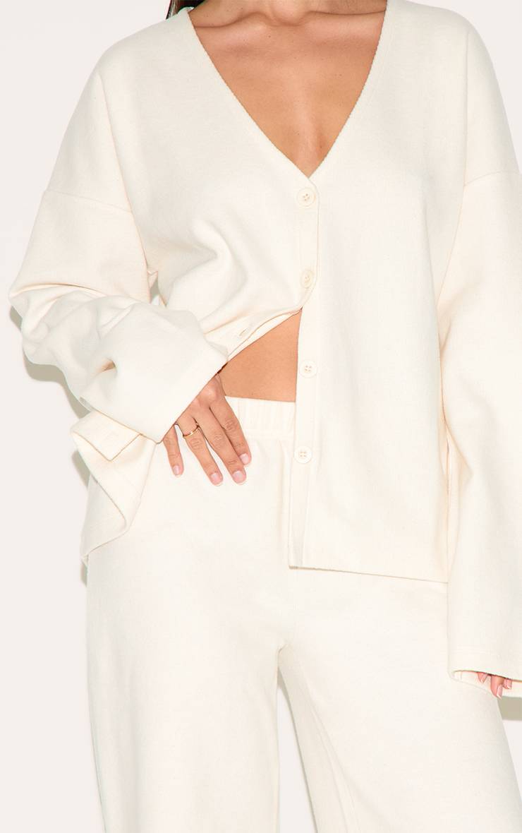 Crème Pantalon Large Slouchy En Côtes Brossées Épaisses