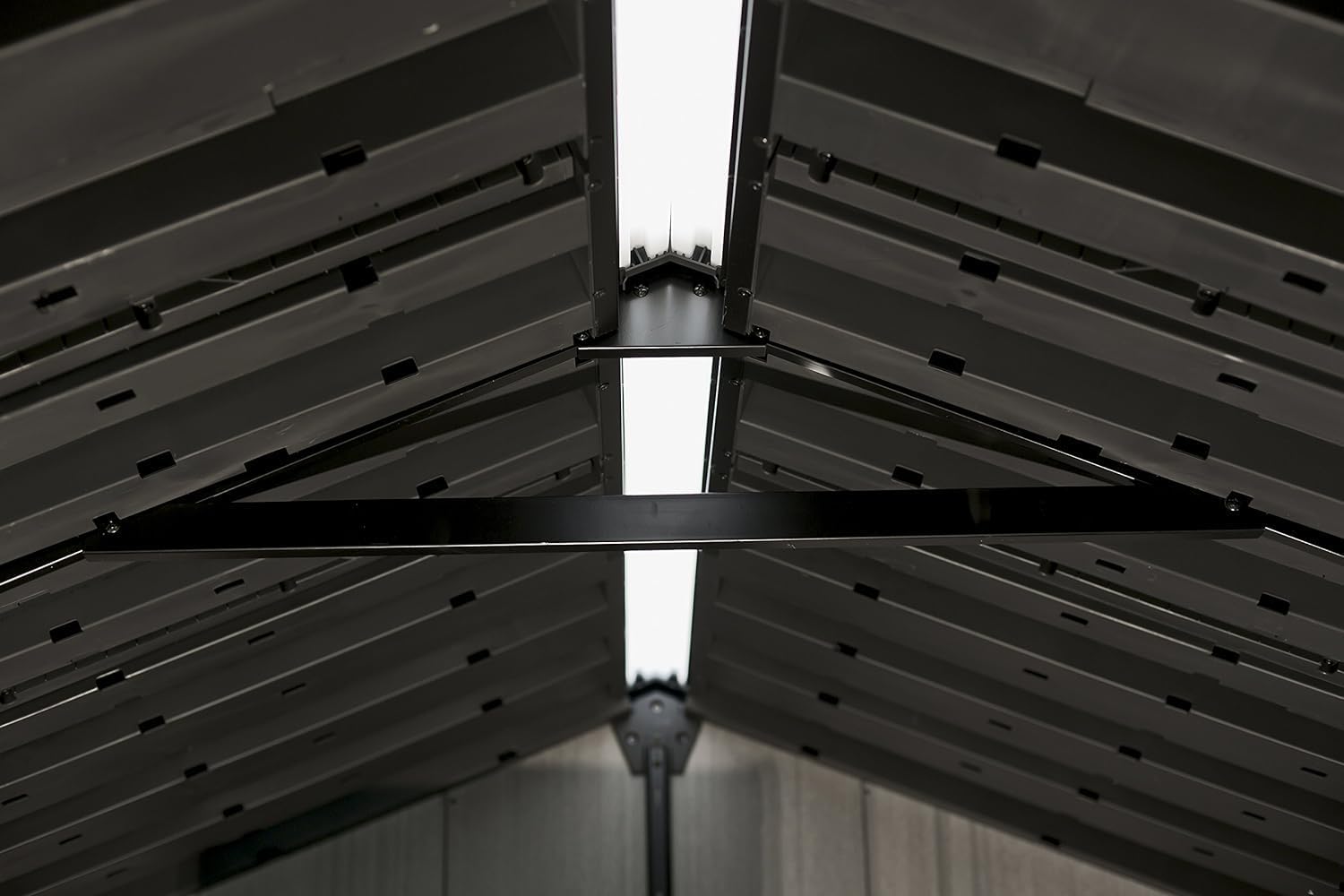 Keter Gerätehaus Oakland 1175, Grau, 15,3m³, Außenmaße B/T/H: 350 x 230 x 253 cm, Duotech Struktur, wetterfest, Doppeltür, Oberlicht und 2 Fenster, strapazierfähiger Schwerlastboden