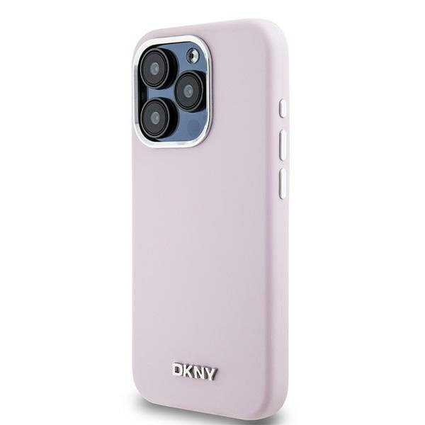 iPhone 15 Pro MagSafe Silikon Hülle Case Metal Logo (DKHMP15LSMCHLP) - Rosa