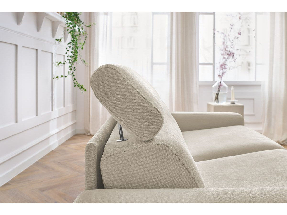 Bobochic Canapé droit convertible monaco ouverture express tissu lisse beige - 195x99 cm