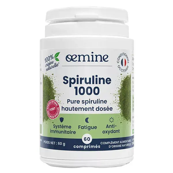 Oemine Spiruline 1000 Système Immunitaire Fatigue et Anti-Oxydant 60 comprimés