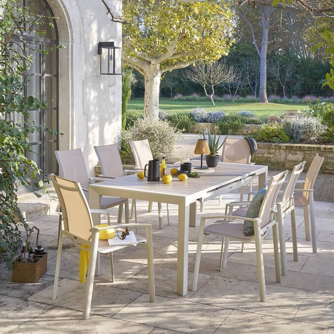 Table de jardin EVASION Effet bois Lin / Argile