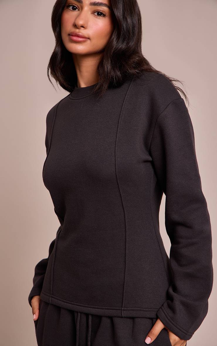 Charbon Sweat-shirt Petite À Manches Longues Avec Taille Cintrée