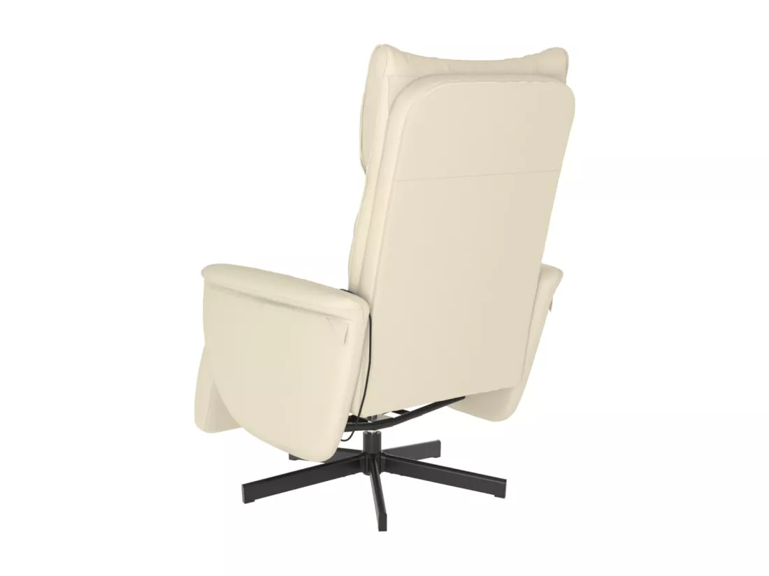 Fauteuil inclinable massant et repose-pieds crème similicuir