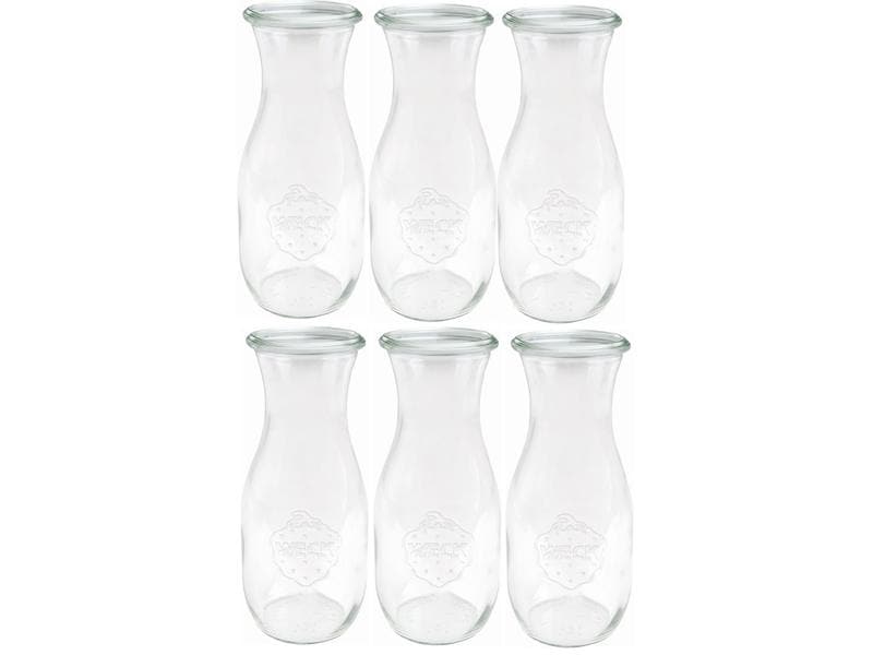 Weck Einmachflasche 1000 ml, 6 Stück Einmachflaschen Set mit Deckel
