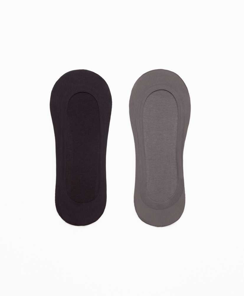 2 pares de meias cano baixo caneladas de microfibra