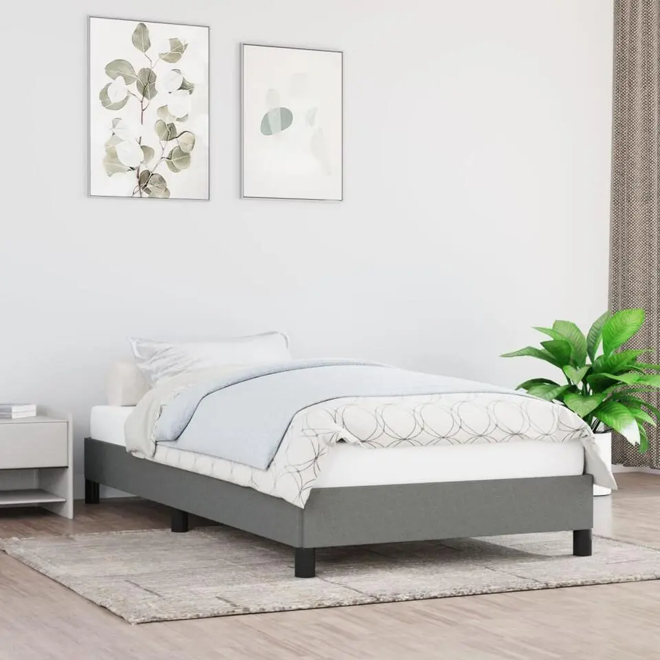 vidaXL - Bed frame zonder matras - Donkergrijs - Stof - 90x190 cm