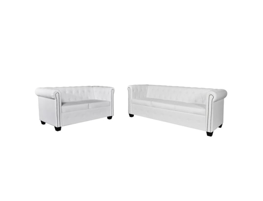 VIDAXL - Jeu de canapé à 2 places et à 3 places cuir synthétique blan...