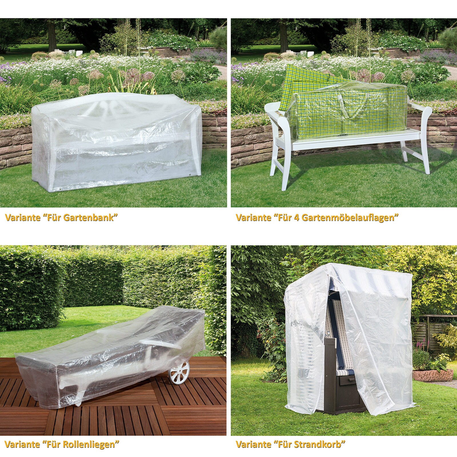 WEHNCKE Gartenmöbel Schutzhülle Hülle Plane Abdeckung Abdeckplane transparent PE Variante: Für 6 Stapel Sessel