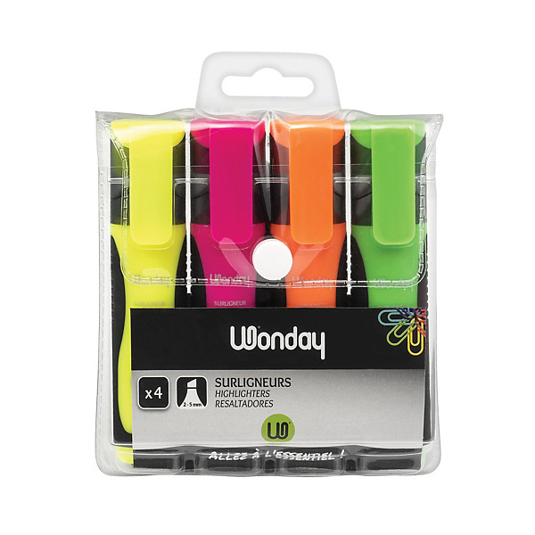 Pochette de 4 surligneurs Wonday coloris assortis