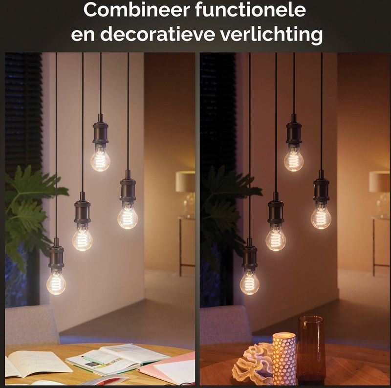 Philips - Hue Filament Standaardlamp - Warm tot Koelwit Licht - E27 - 3-Pack