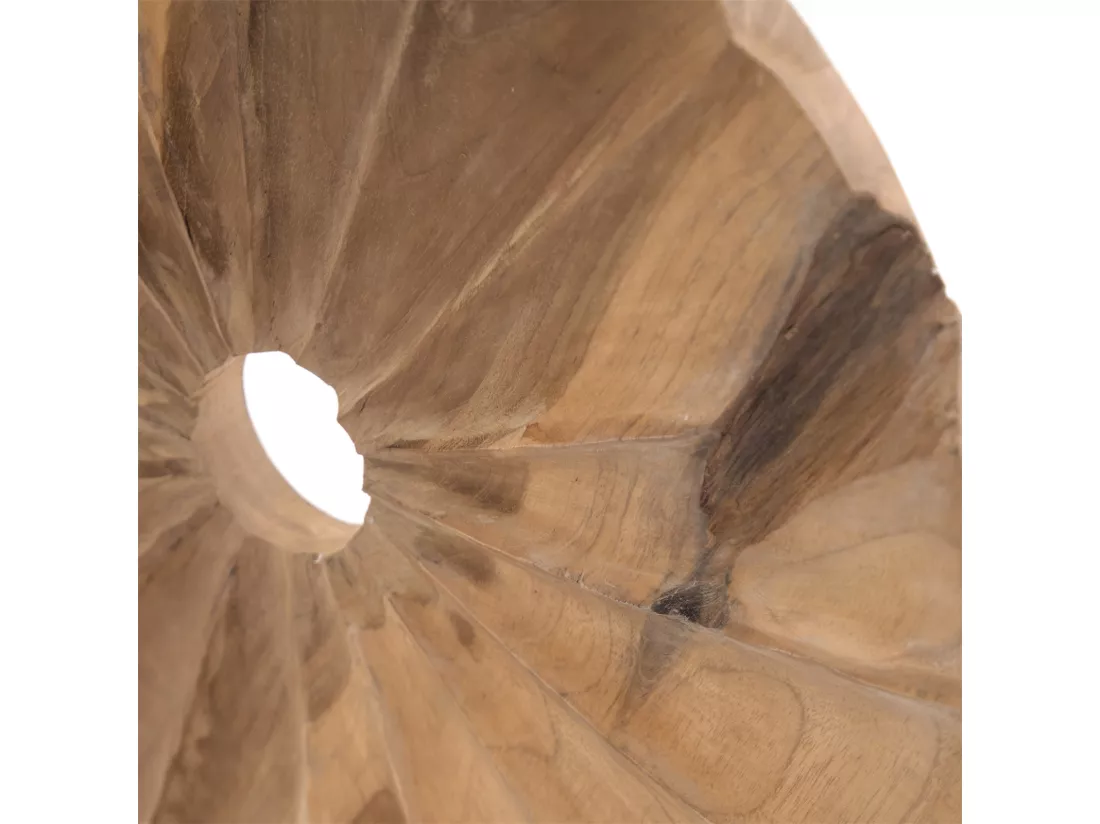 SCULPTURE Circulaire II 46 cm de diamètre, bois de racine de teck massif, sur socle couleurs naturelles