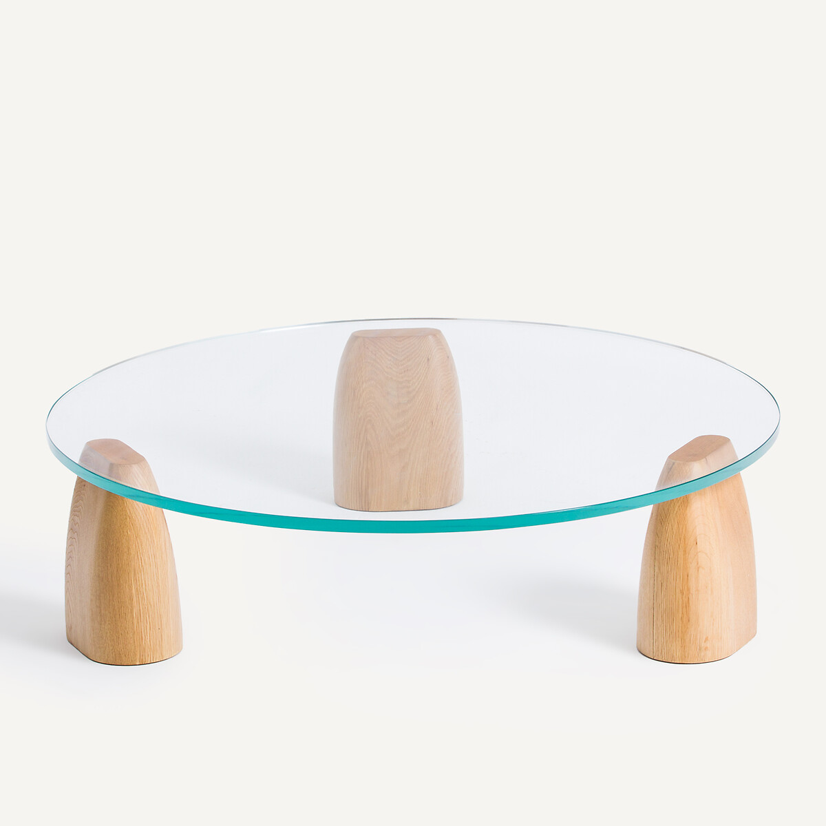 AM.PM<br>Mesa de centro redonda com três pés em carvalho e vidro, Clay