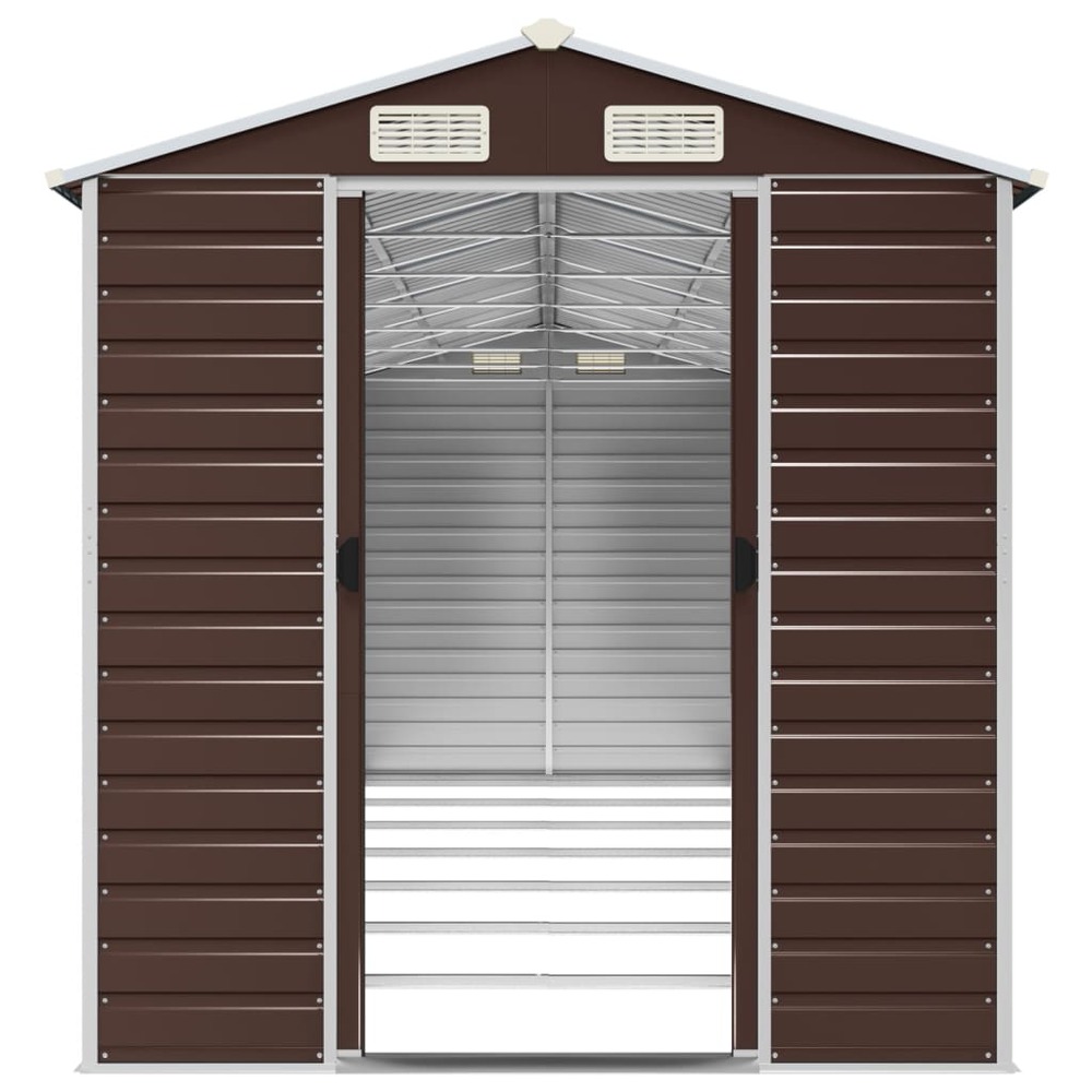 Abri de jardin marron 191x640x198 cm acier galvanisé