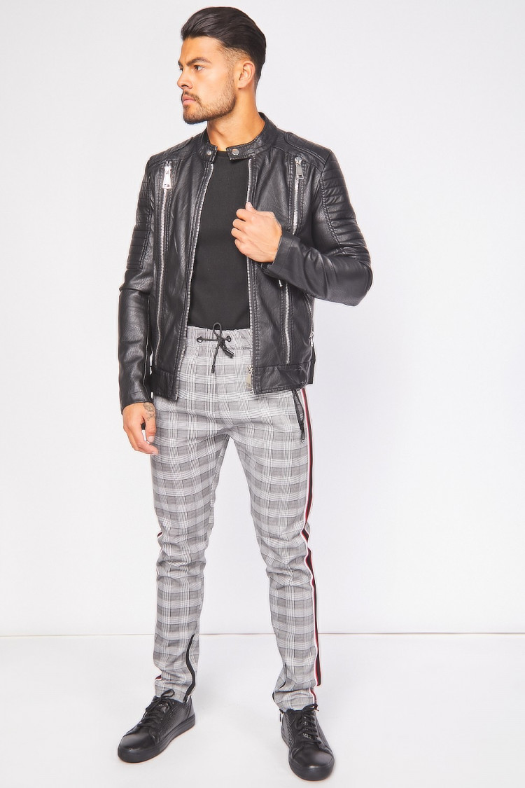 Pantalon de jogging à carreaux et bandes