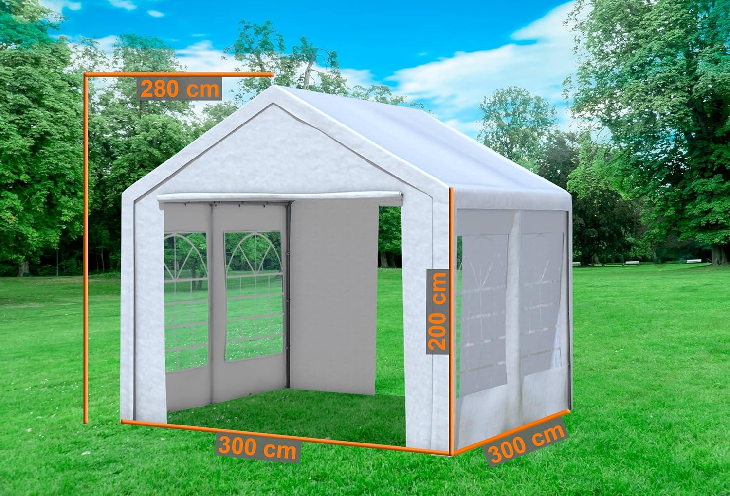 Partyzelt 3x3 Classic Premium PVC 400 g/m² wasserdicht inkl. Seiten Festzelt Gartenzelt Weiß