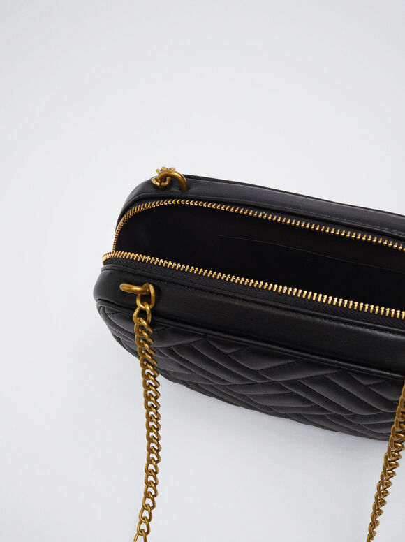 Bolsa matelassada com corrente - Preta