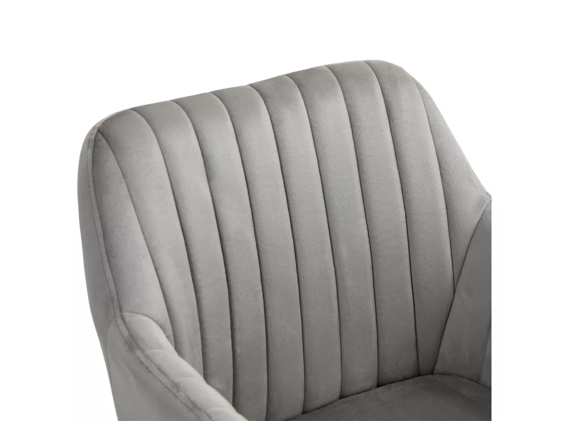 Chaise de bureau SVITA OLIVER, réglable en hauteur, revêtement en velours gris