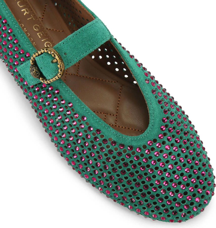 Kurt Geiger Mayfair suède ballerina's met strass groen