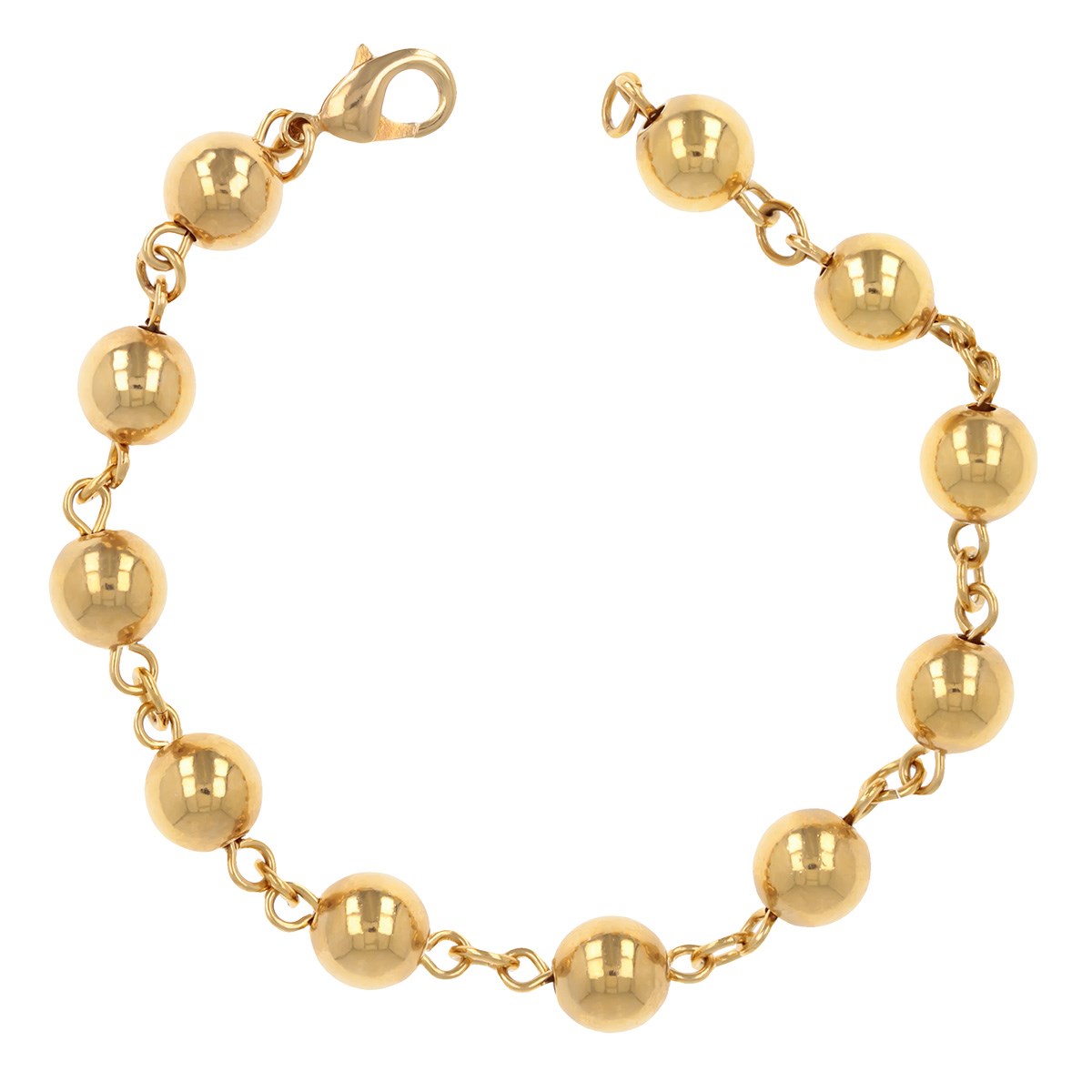 Bracelet plaqué or boule 8MM 19cm