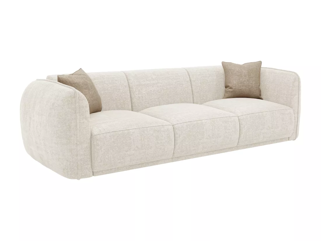 Canapé 3 places en tissu texturé beige JUNETI