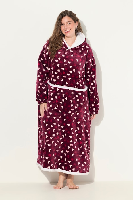 Loungewear-Poncho, Plüsch, Kapuze, Langarm, Tasche