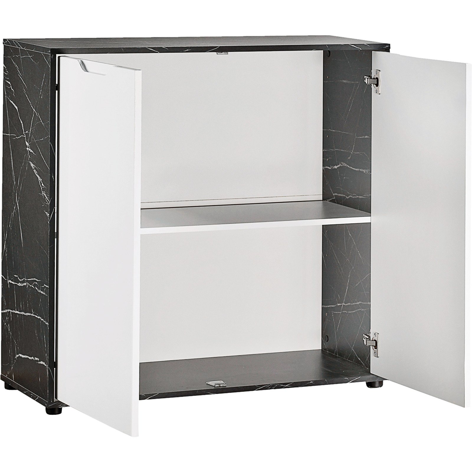 Kommode Korfu Marmor-Optik schwarz weiss 90 x 89 x 35 cm