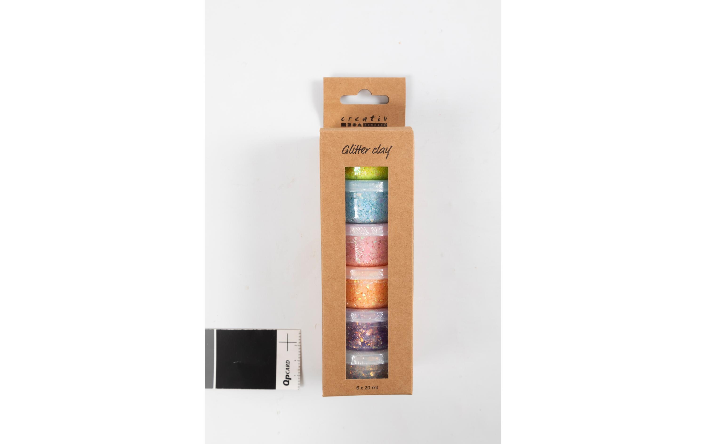 Modelliermasse Glitter Clay 6 x 20 ml, PastellfarbenTransparente Modelliermasse mit Glitzerflocken