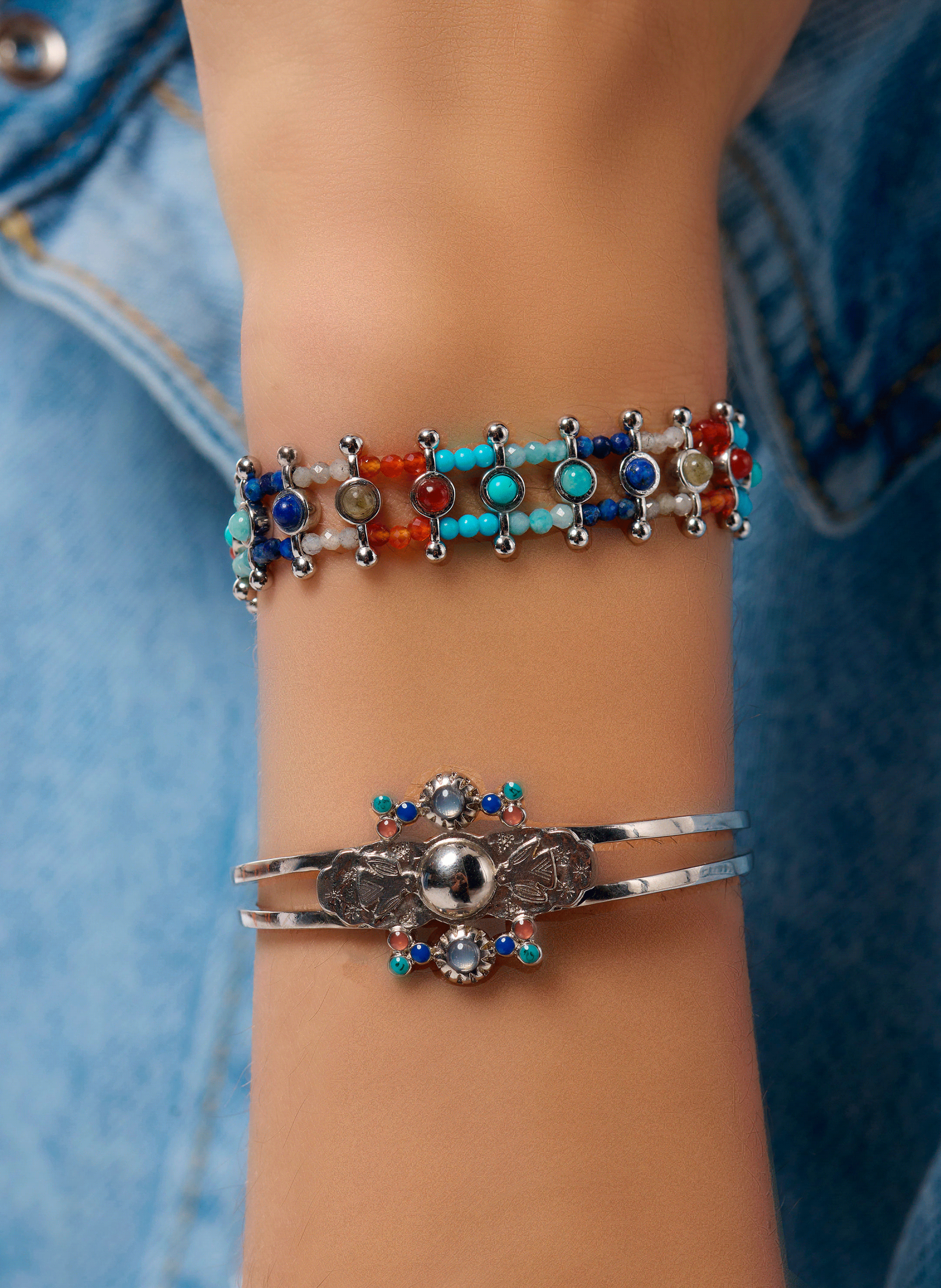 SIMONA - Bracelet en perles | Argent