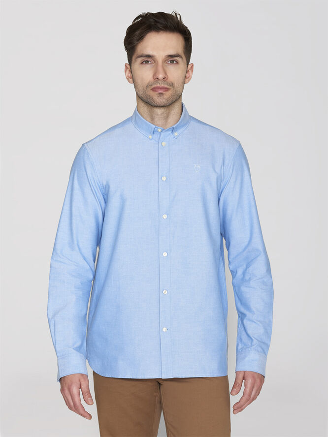 Knowledge Cotton Apparel Harald Small owl oxford regular fit shirt - GOTS/Vegan 1235