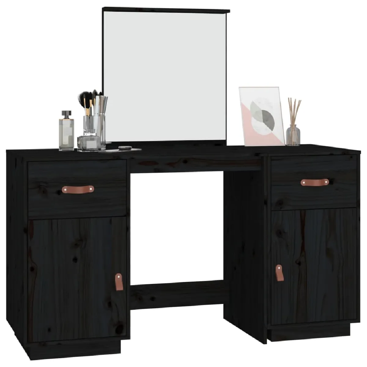 vidaXL Coiffeuse avec Miroir - Noir