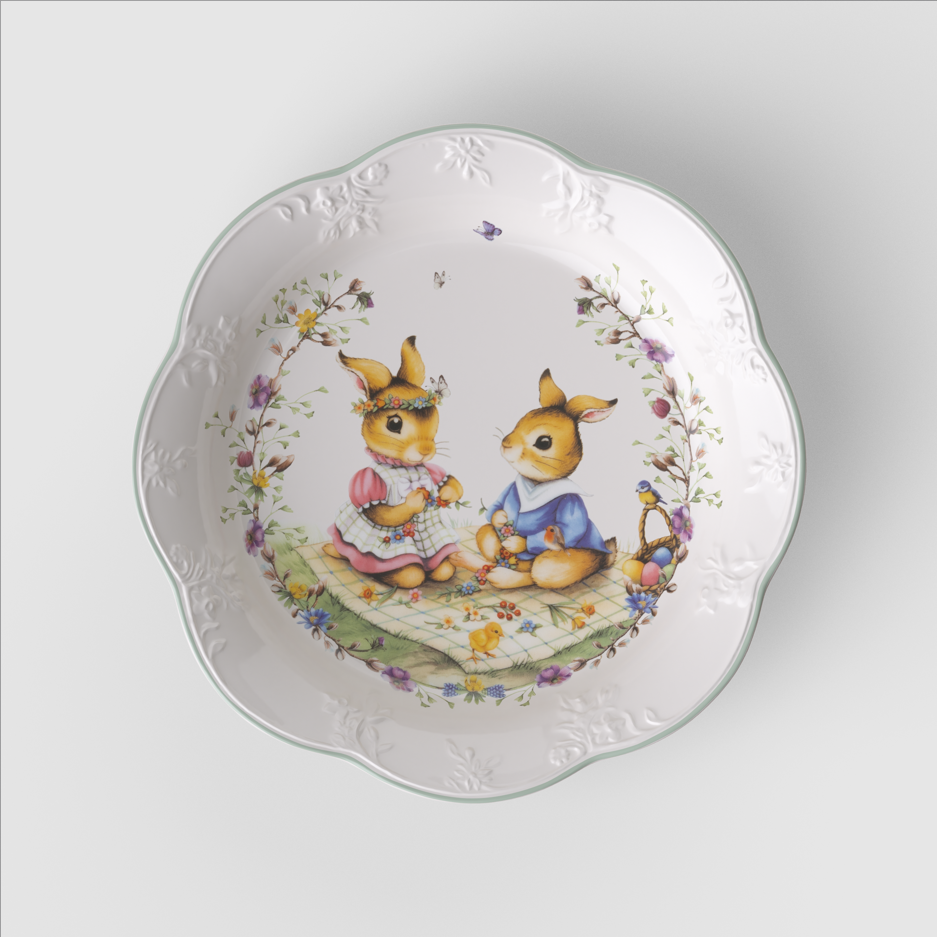 Spring Fantasy Dessert bowl Green, 11.2 oz, Premium Porcelain