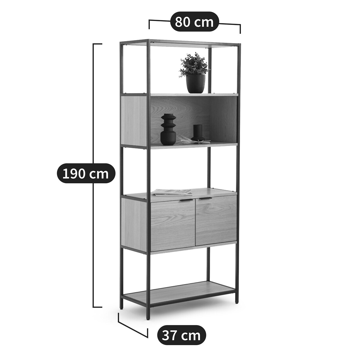 LA REDOUTE INTERIEURS<br>Prateleira modular, 1 nicho, 2 portas, Volga