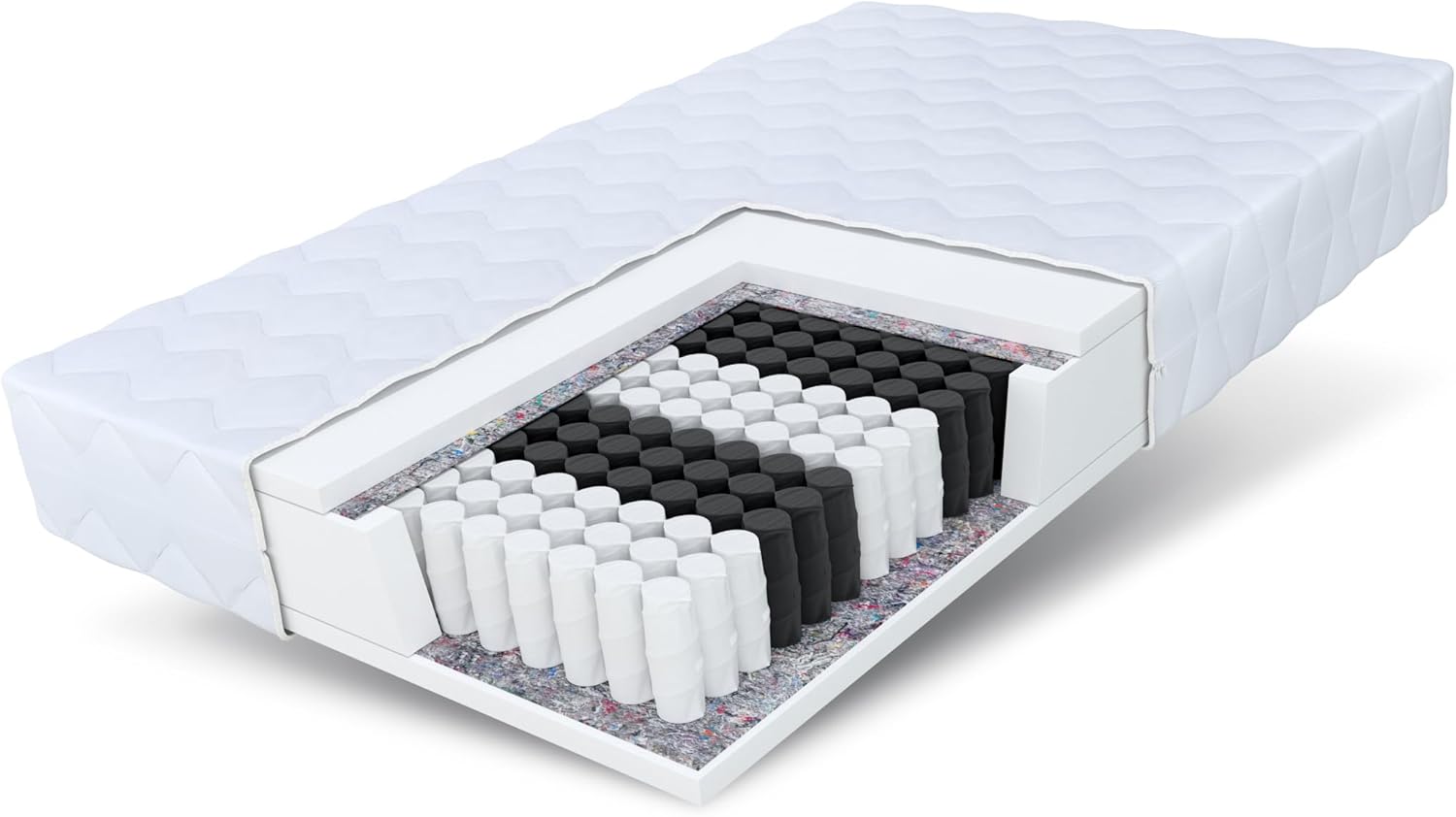 FDM Matratze 160x200 cm Härtegrad H3 Höhe 23 cm TaschenfederkernmatratzePolyurethan-Schaum 7 Komfortzonen mit Hypoallergenem Waschbarem Premium-Bezug Oeko-Tex Medic MAX