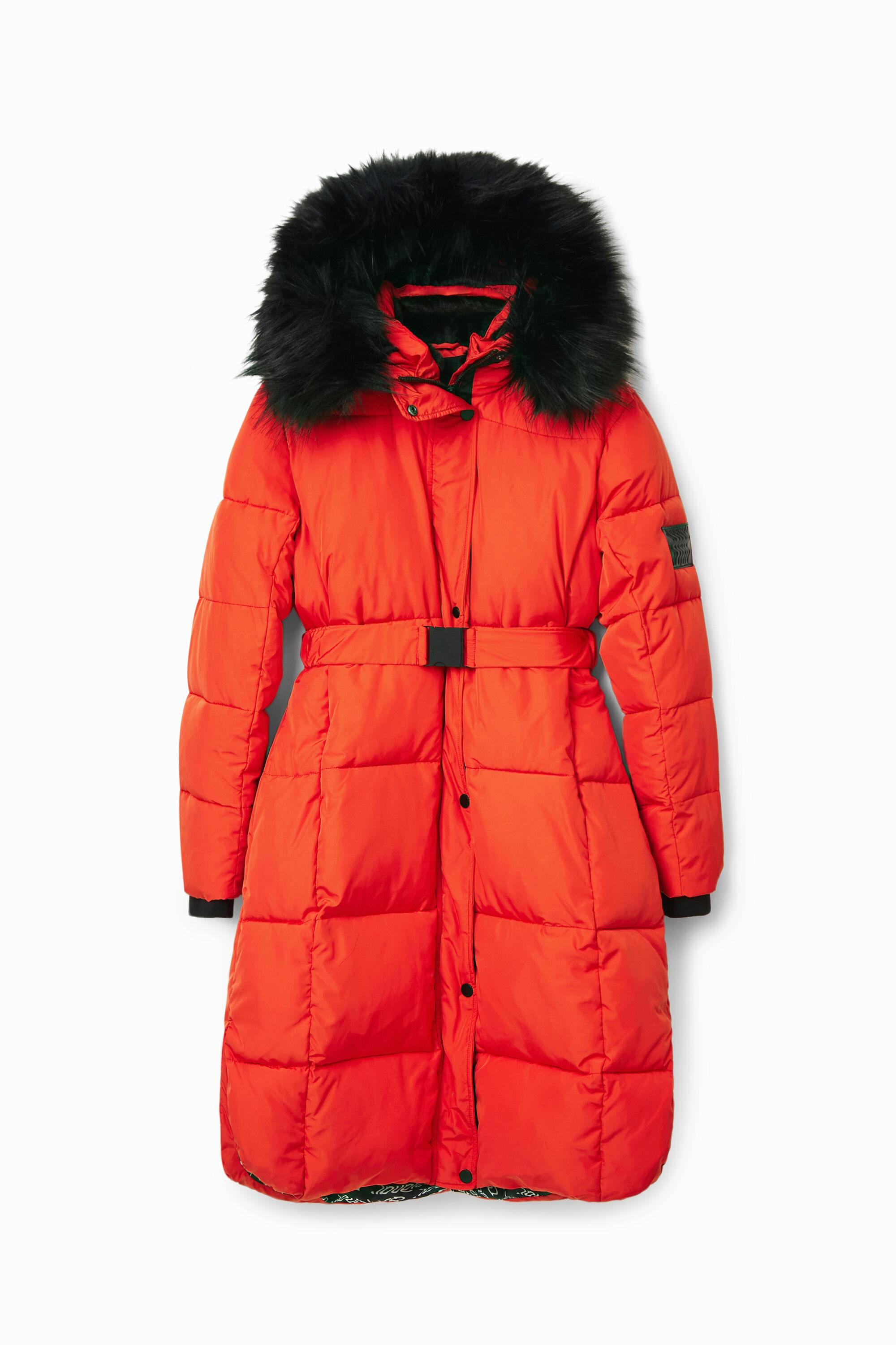 Long manteau matelassé ceinture