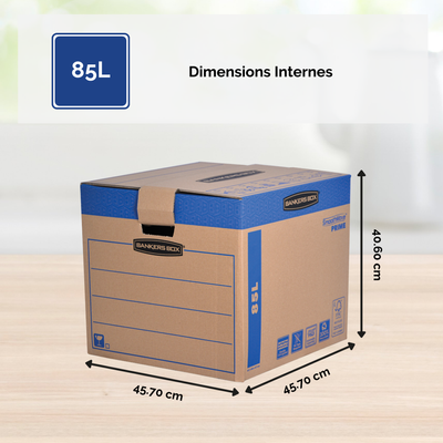 5 Cartons déménagement 85L - Bankers Box SmoothMove FastFold Fellowes