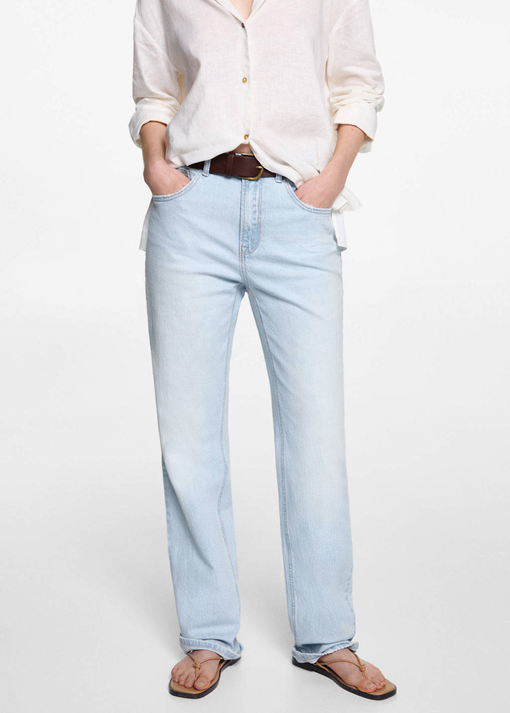 MANGO TEEN straight leg jeans changeant blauw