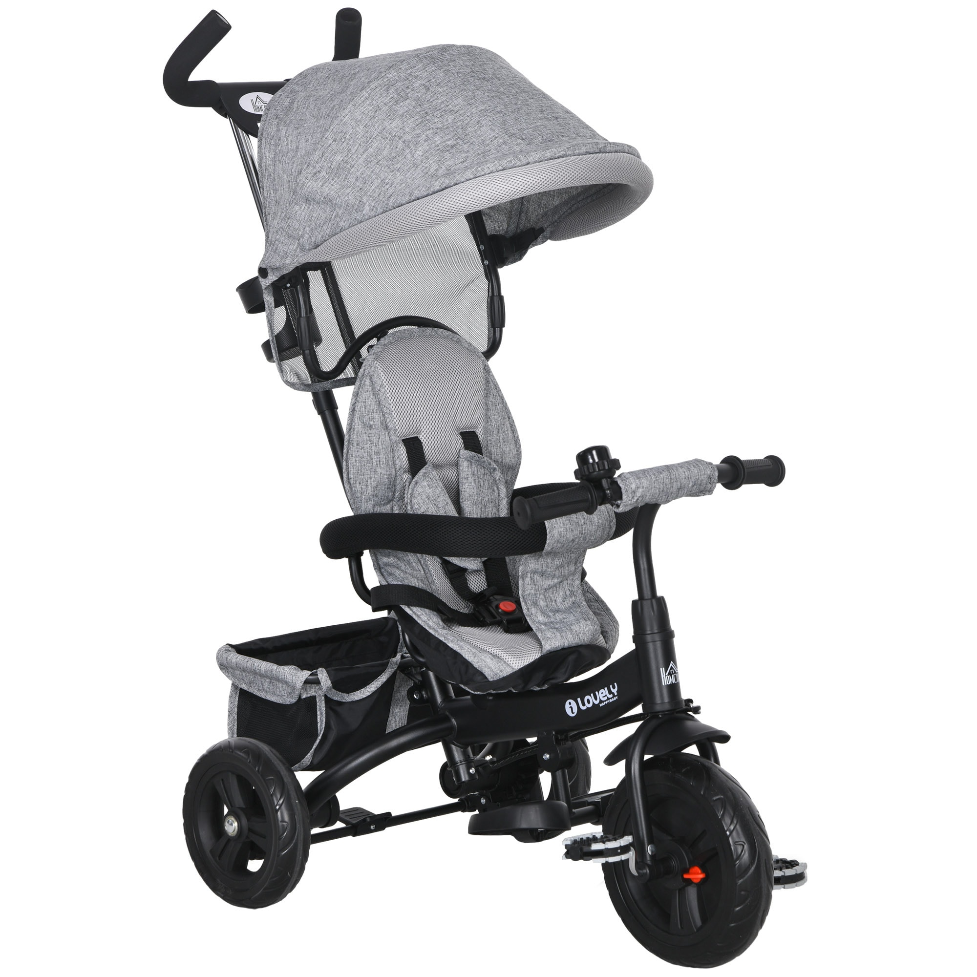 HOMCOM Kinderdreirad mit Stauraum grau 95L x 50B x 106H cm