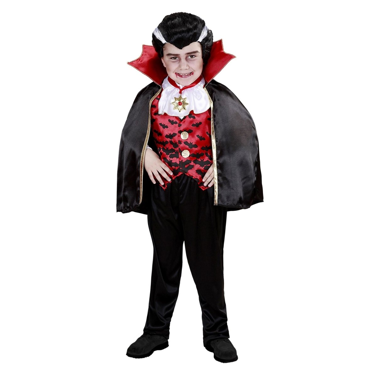 Halloween Kostuum Zwart Rood Vampier Jongen